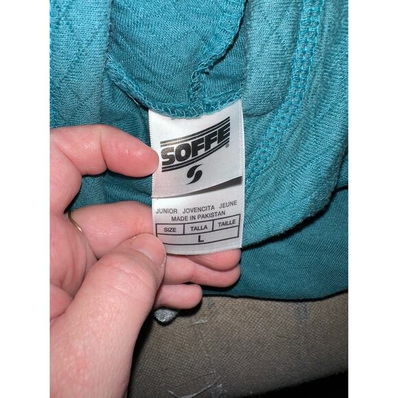 Teal Soffe Funnel Neck Cowl Pull Over Sweatshirt Athletic Jacket Size L - Picture 2 of 4